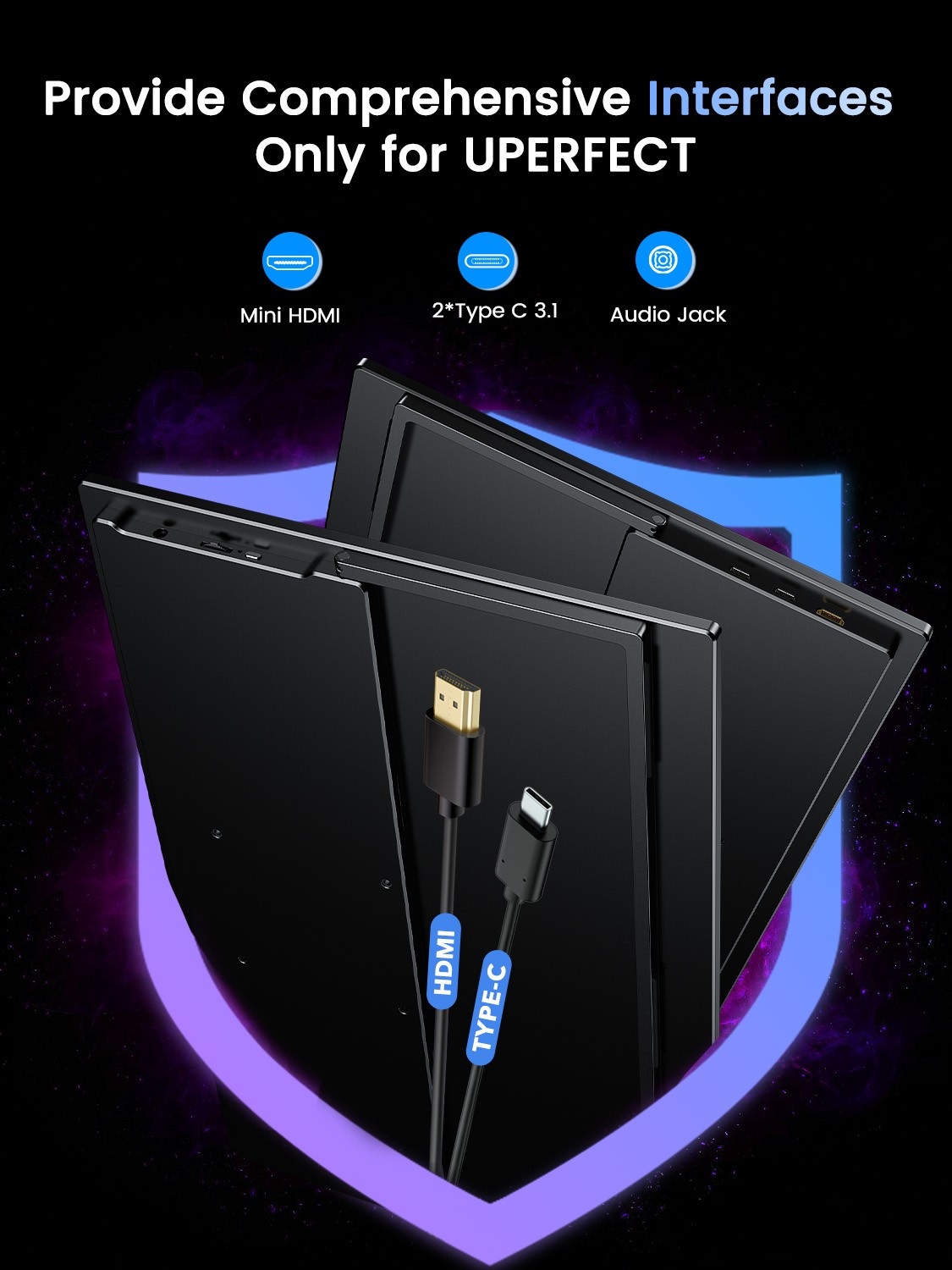 UPERFECT 17.3″ 120Hz Gaming Monitor 4K Portable Monitor Kickstand Display For PS