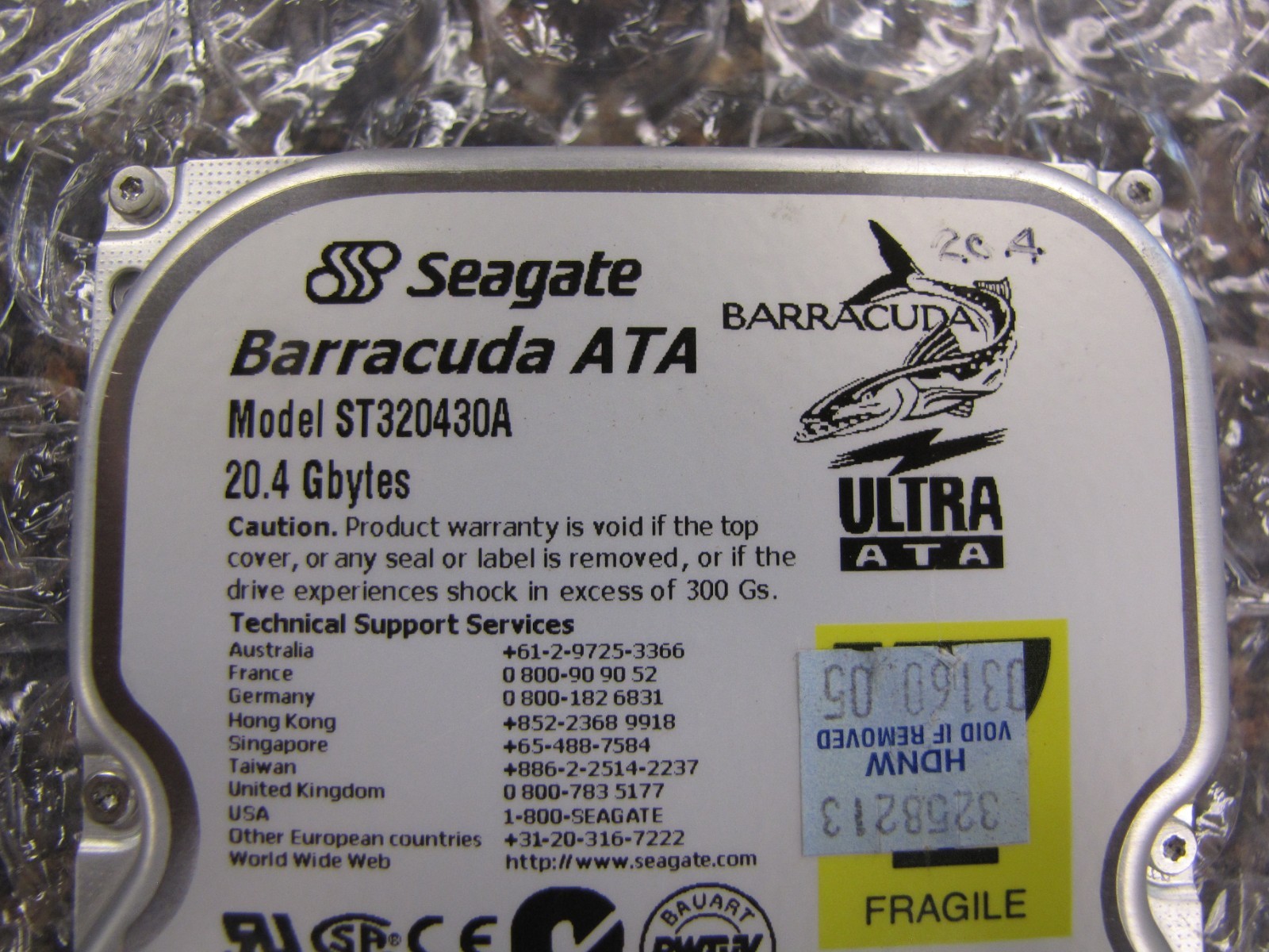 Seagate Barracuda Hard Drive ST320430A 20.4GB 7.2K ATA 3.5” TESTED & WORKS-NL25