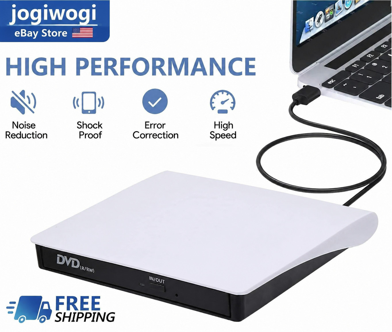 Slim External CD DVD Drive USB 3.0 Disc Player Burner Writer For Laptop PC Mac