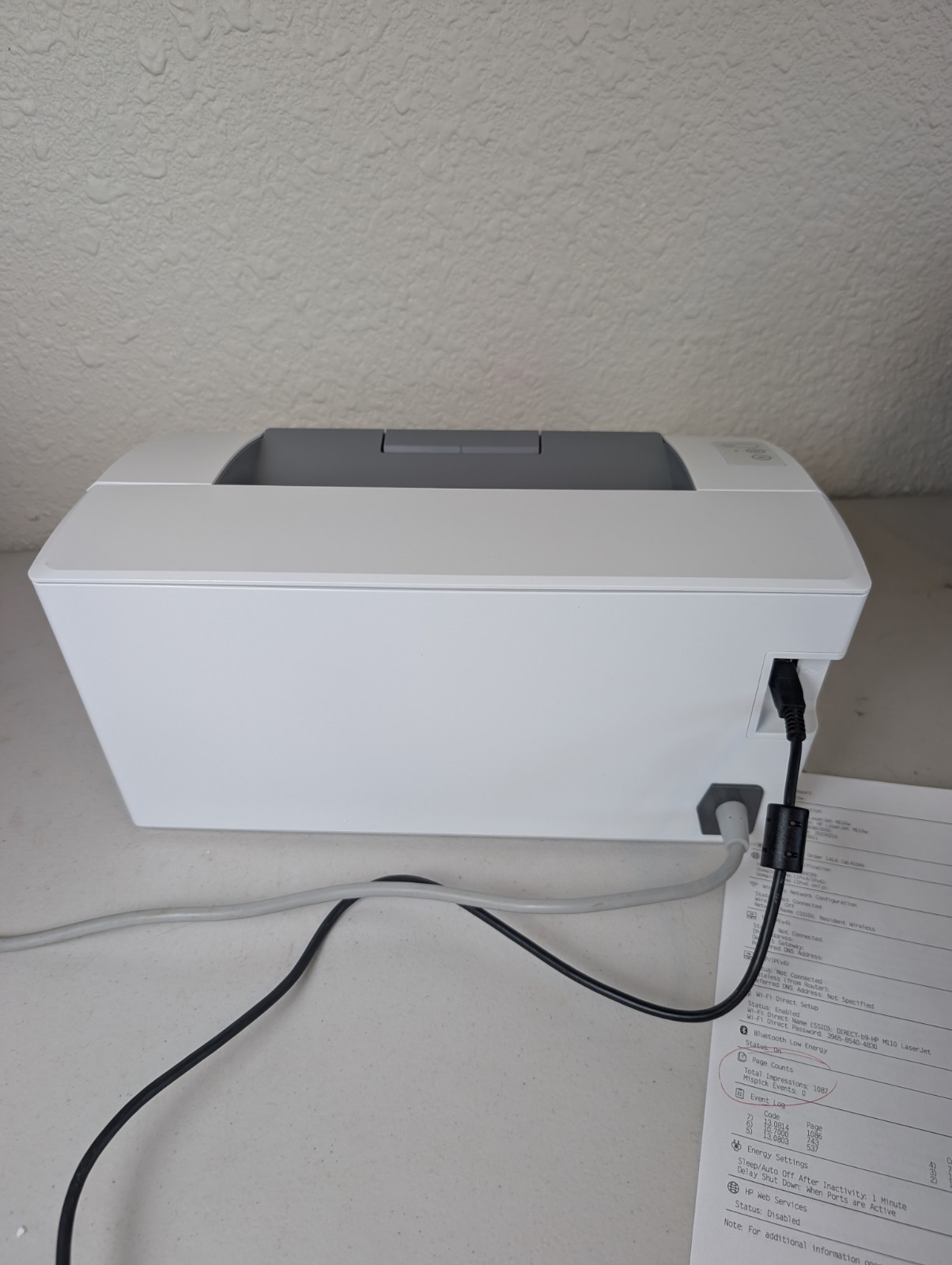 HP LaserJet M110w Smallest Wifi Monochrome Laser Printer USB Only 1k Pages!