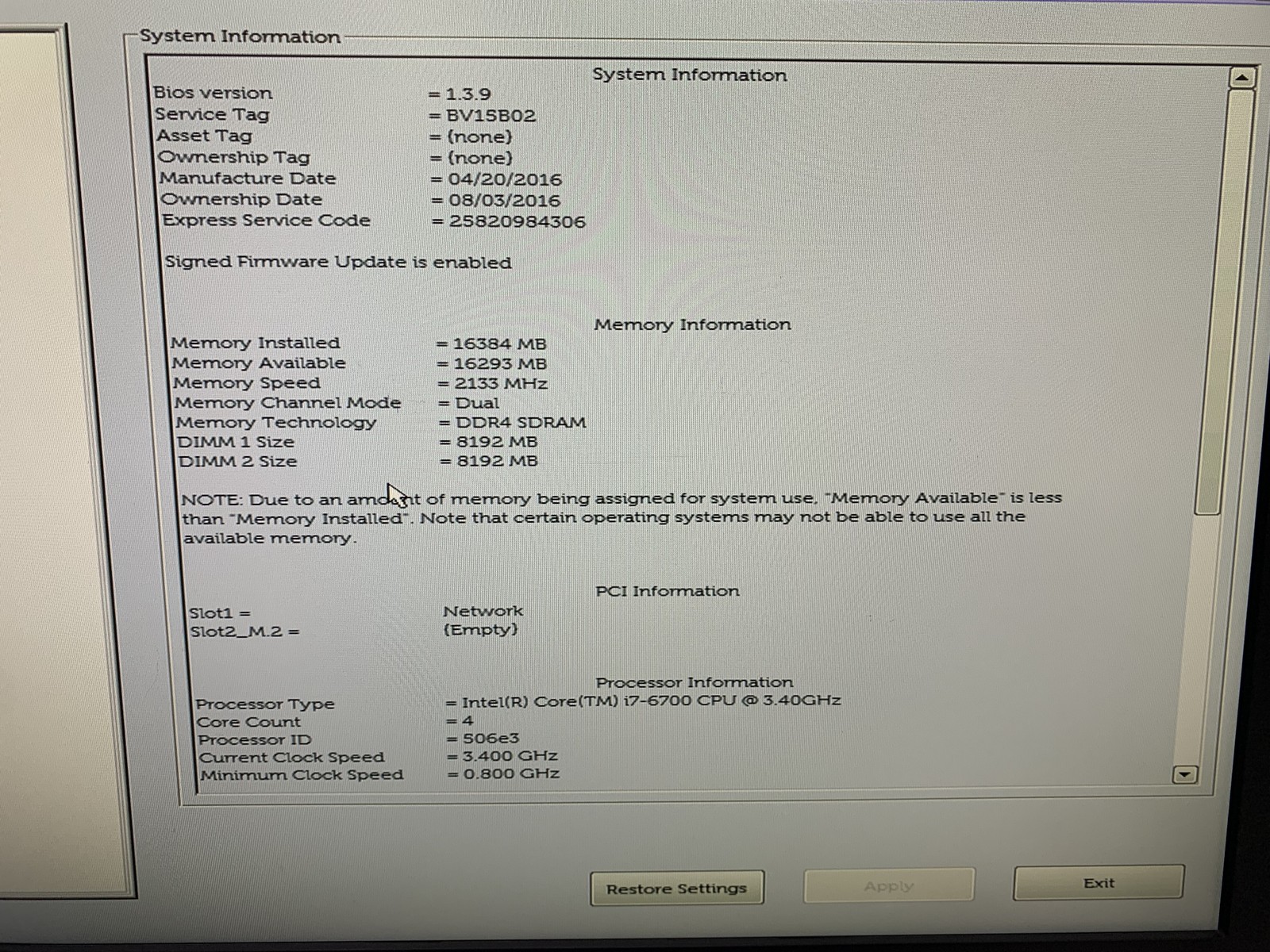 Dell OptiPlex 7440 AIO 23″ Core i7-6700 3.4GHz 16GB RAM 500GB HDD NO OS No Stand
