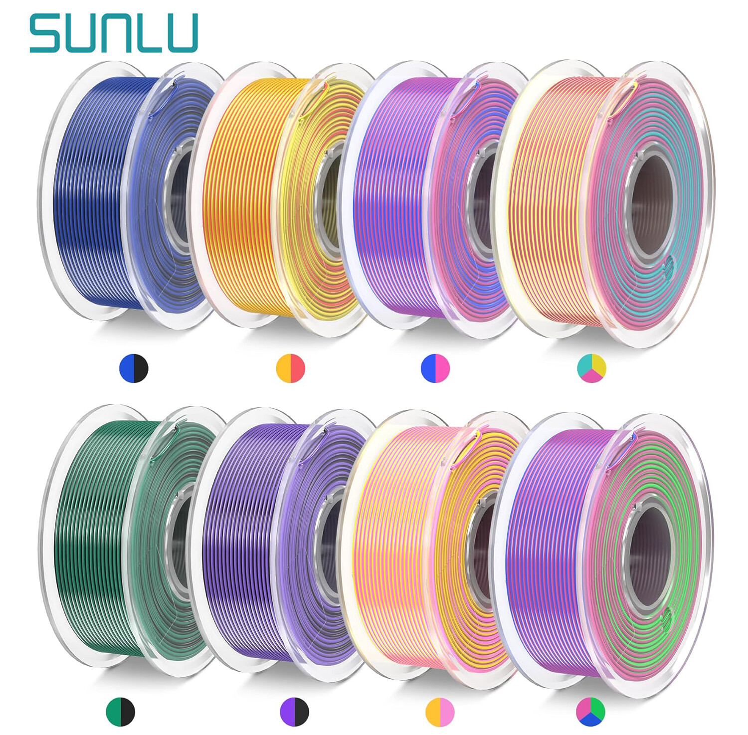 SUNLU Silk Textures PLA+ 3D Printer Filament Dual/Triple Color 1KG 1.75mm Smooth