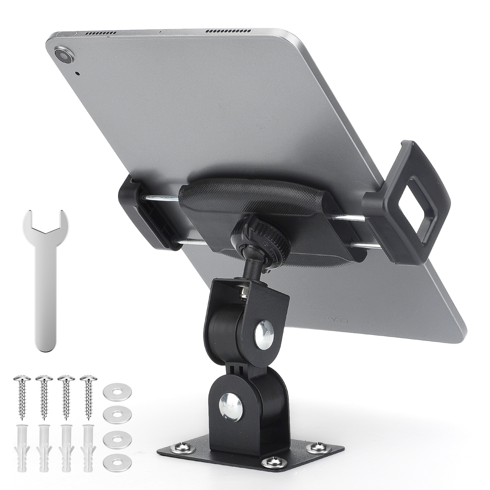 Tablet Wall Mount 360° Rotating iPad Wall Metal Base Fit for 4.7-12.9″ Phone