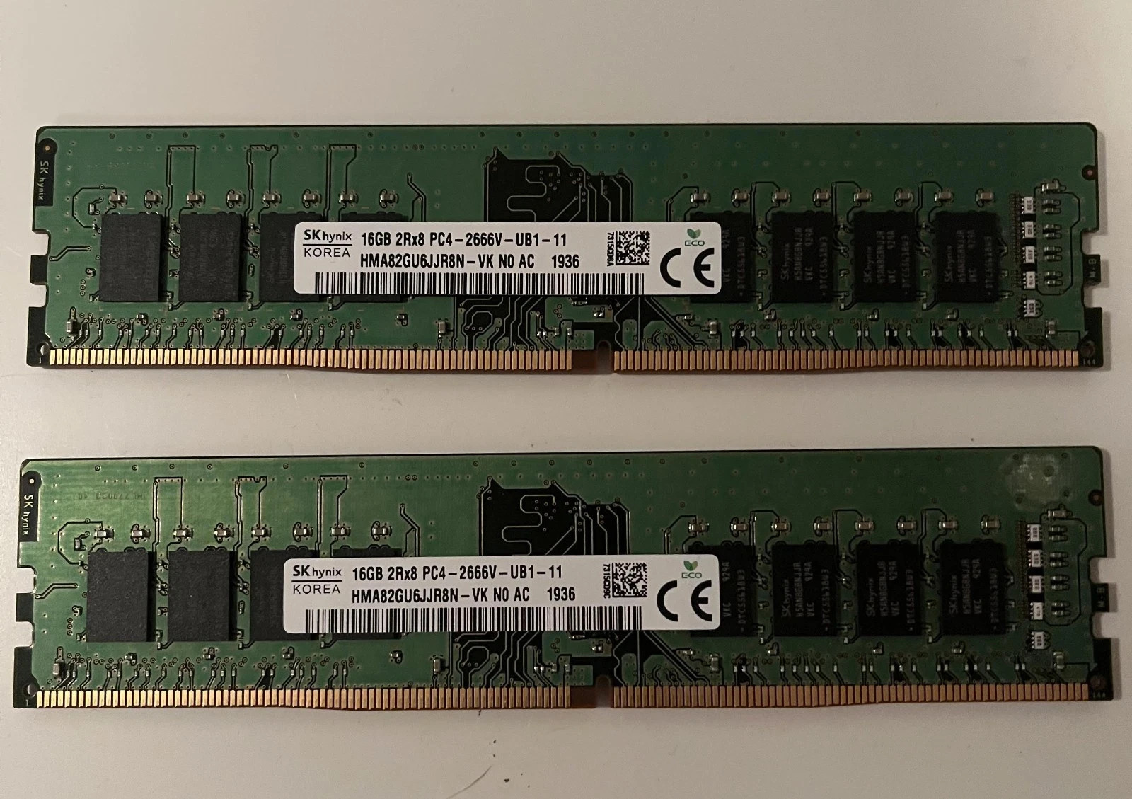 SK Hynix 32GB (2X16GB) 2Rx8 PC4-2666V UDIMM DDR4 HMA82GU6JJR8N-VK DESKTOP MEMORY