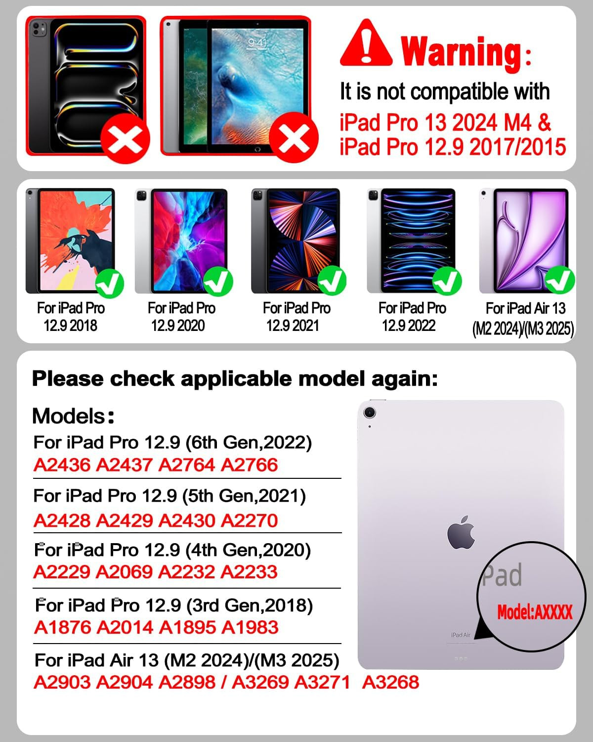 Magic Keyboard Case for Ipad Pro 12.9 Inch(6Th,5Th,4Th,3Rd Gen), Ipad Air 13 Inc