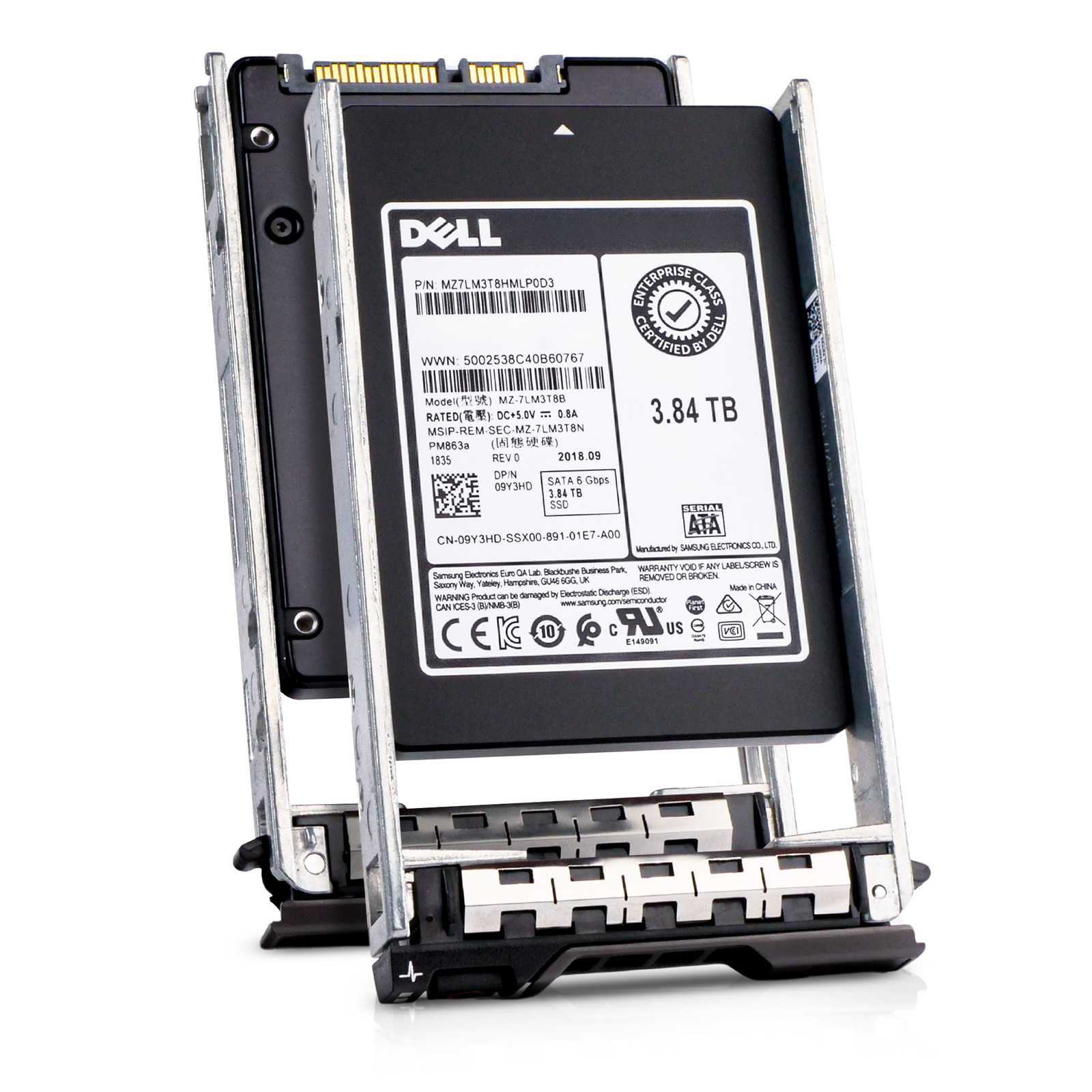 Dell 3.84TB SATA 6Gb/s 3D TLC 1.3 DWPD 2.5″ Read Intensive SSD 09Y3HD G13