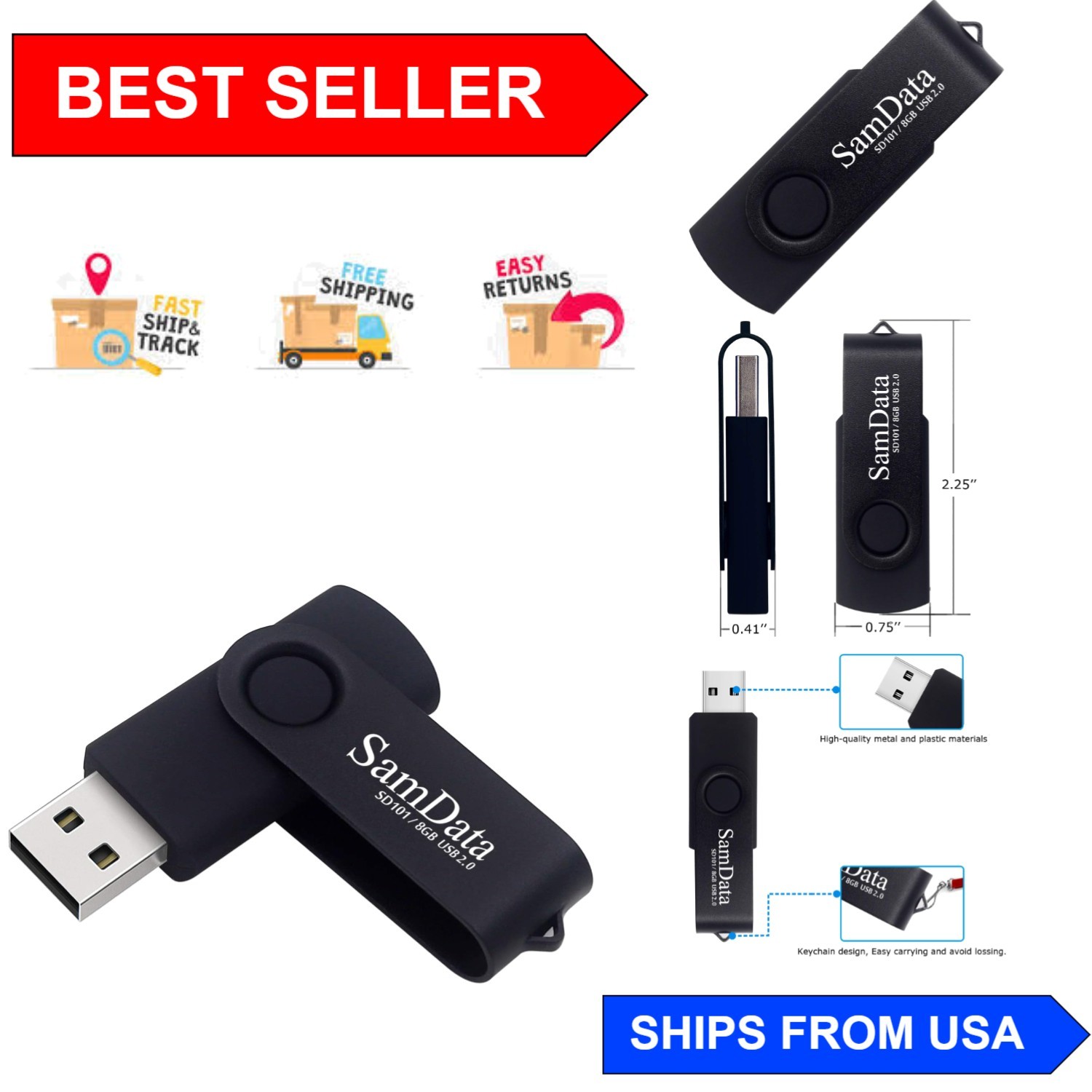 Compact 8GB USB 2.0 Thumb Drive – Plug and Play Memory Stick with LED Status