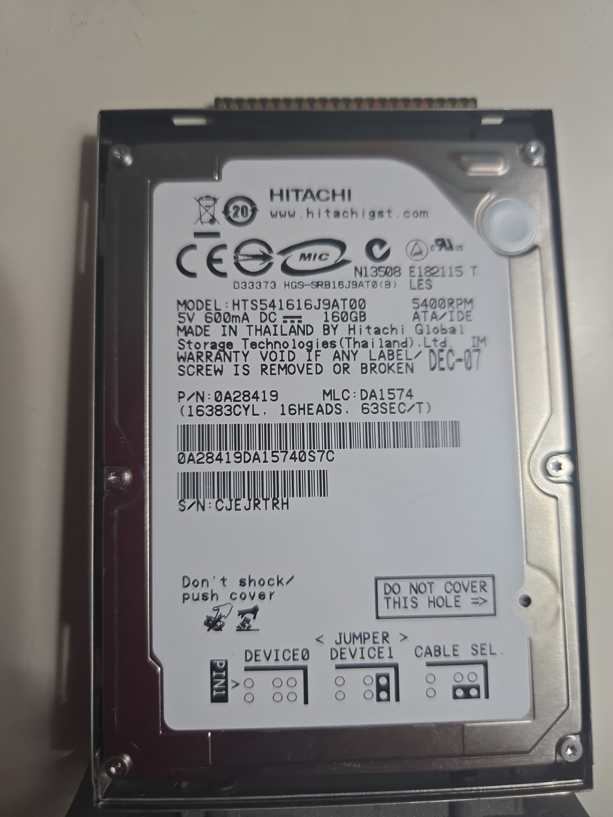 Hitachi 160GB Internal 5400RPM 3.5″ (HIT:HTS541616J9AT00) HDD GOLD PLATED