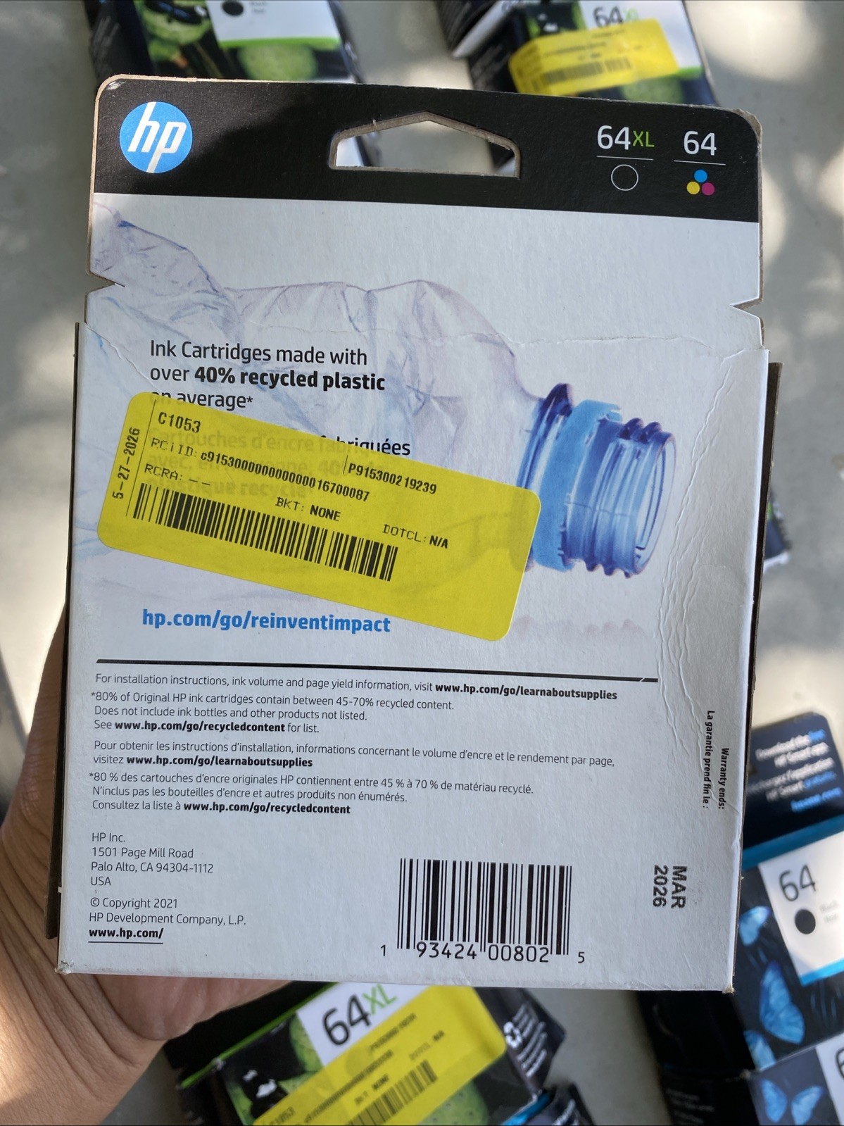 HP 64XL Black And 64 Tricolor Original Genuine Ink Cartridges