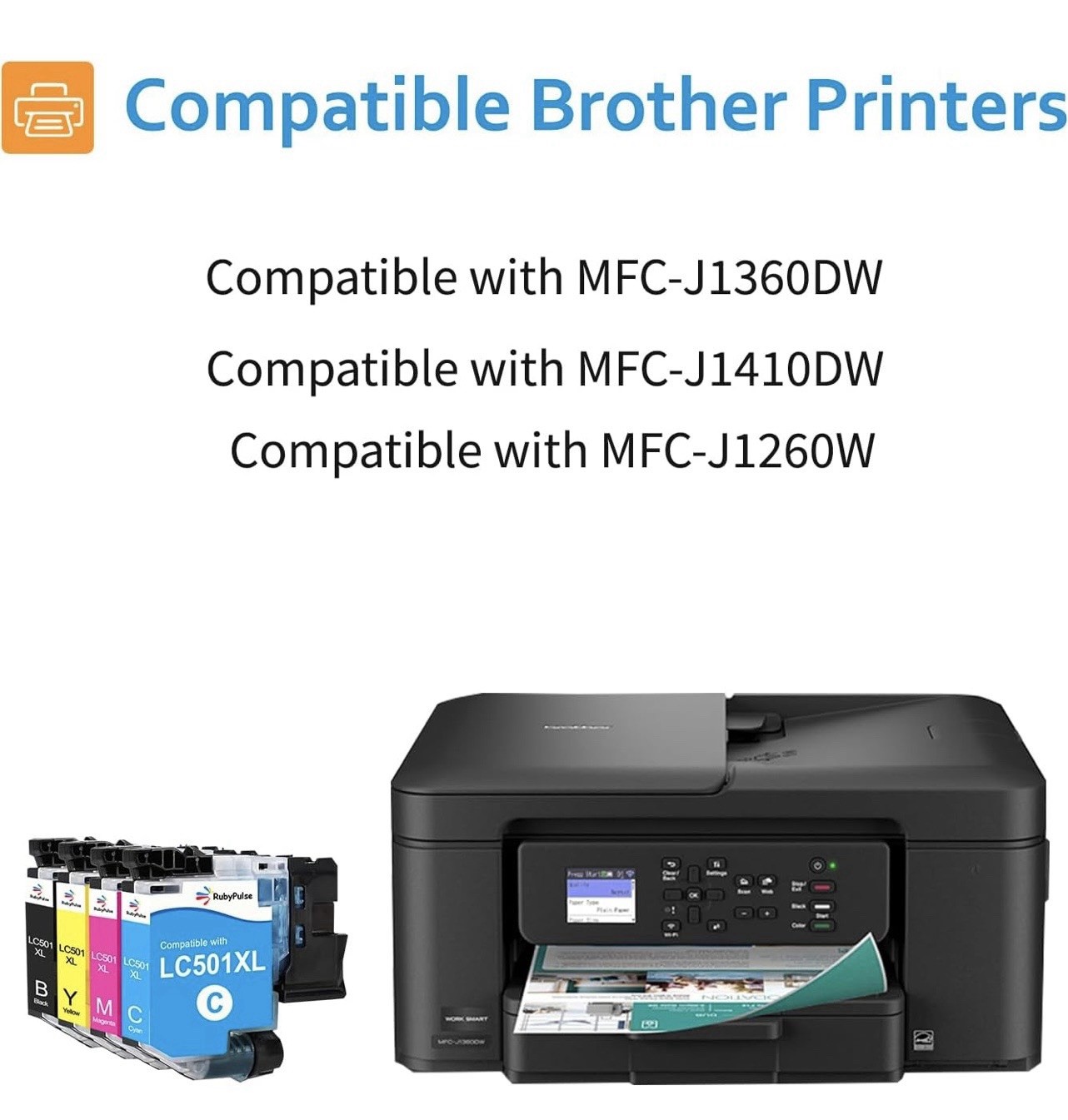 LC501XL LC501 4 Pack Ink Cartridges Compatible for Brother MFC Printers
