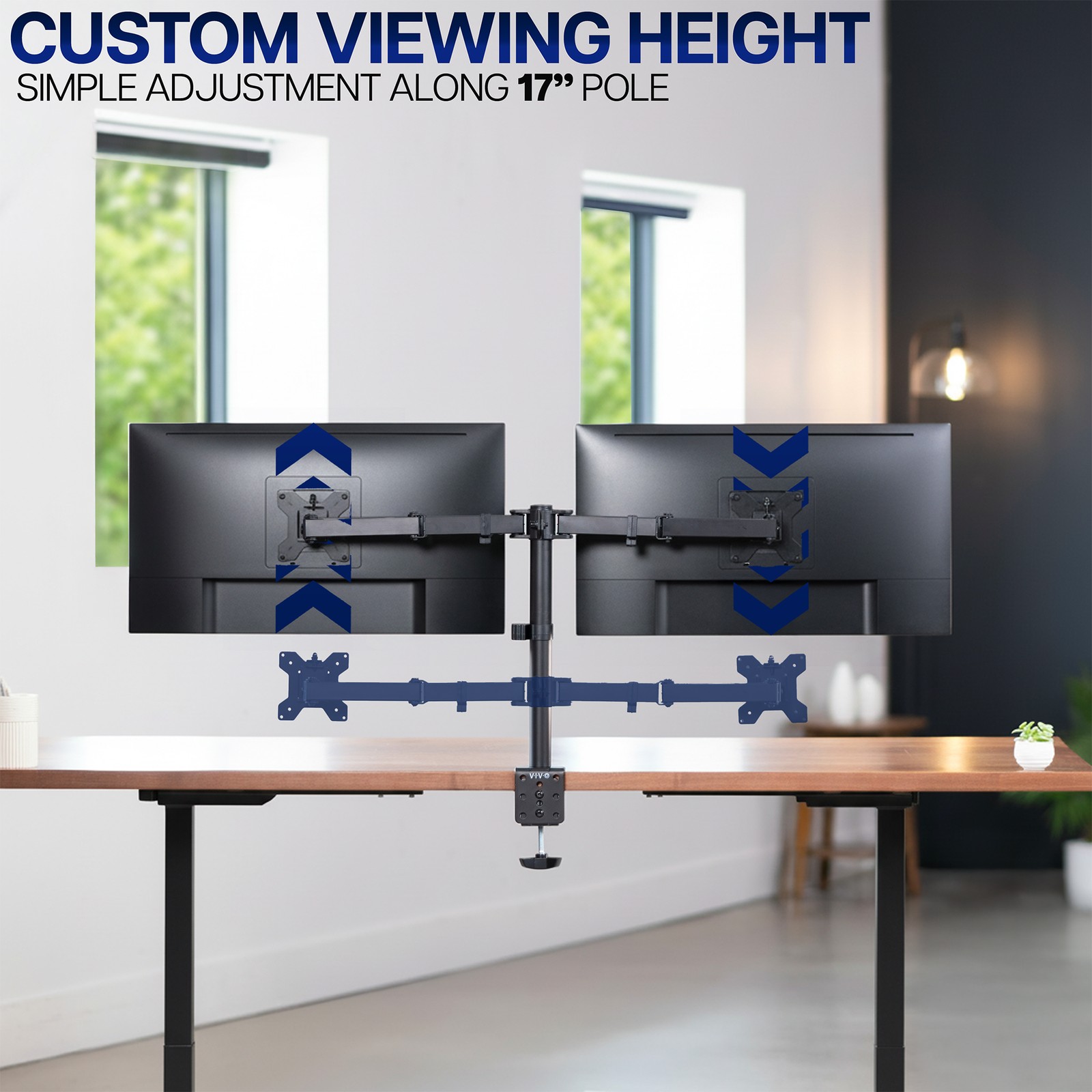 VIVO Black Dual Monitor Desk Mount Adjustable Stand, Fits Screens up to 30″