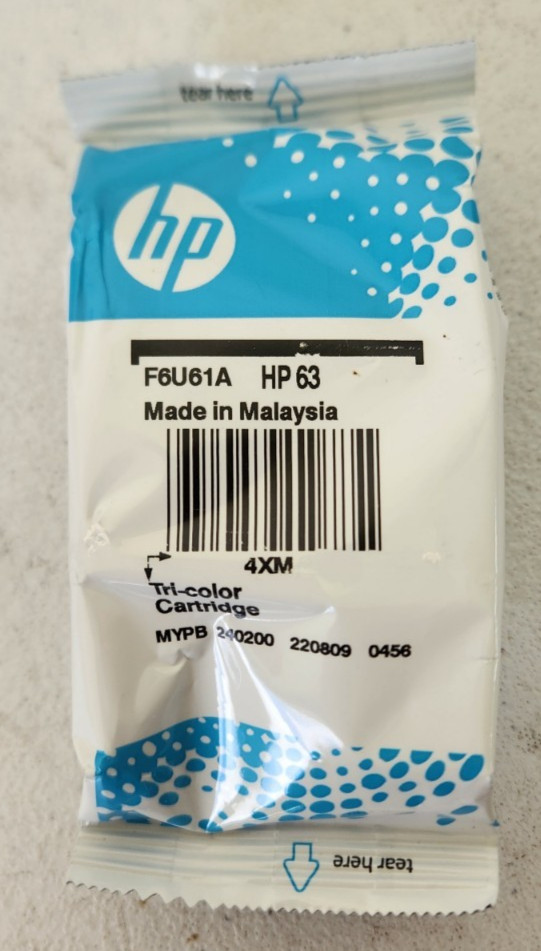 New HP 63 color Ink Cartridge OEM Sealed 100% ink level, 1 pack