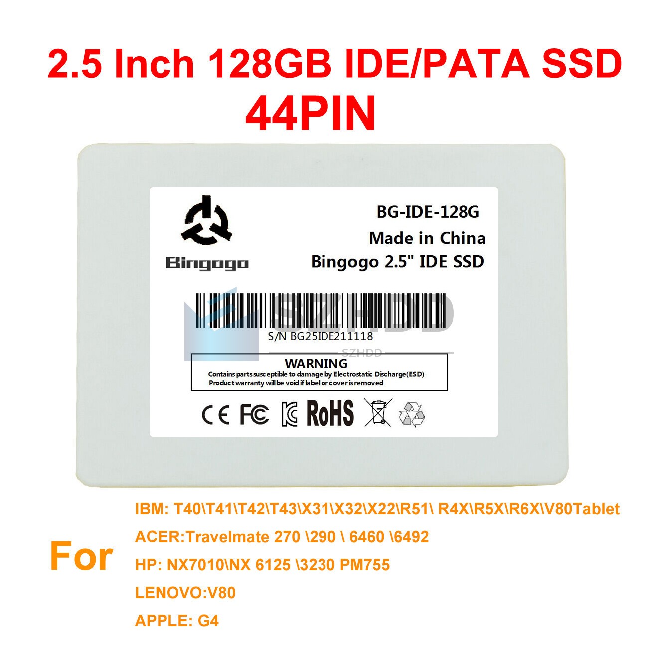 NEW 128GB SSD 2.5″ IDE PATA For IBM T40 T41 T42 T43 Computer Hard Disk Drive HDD