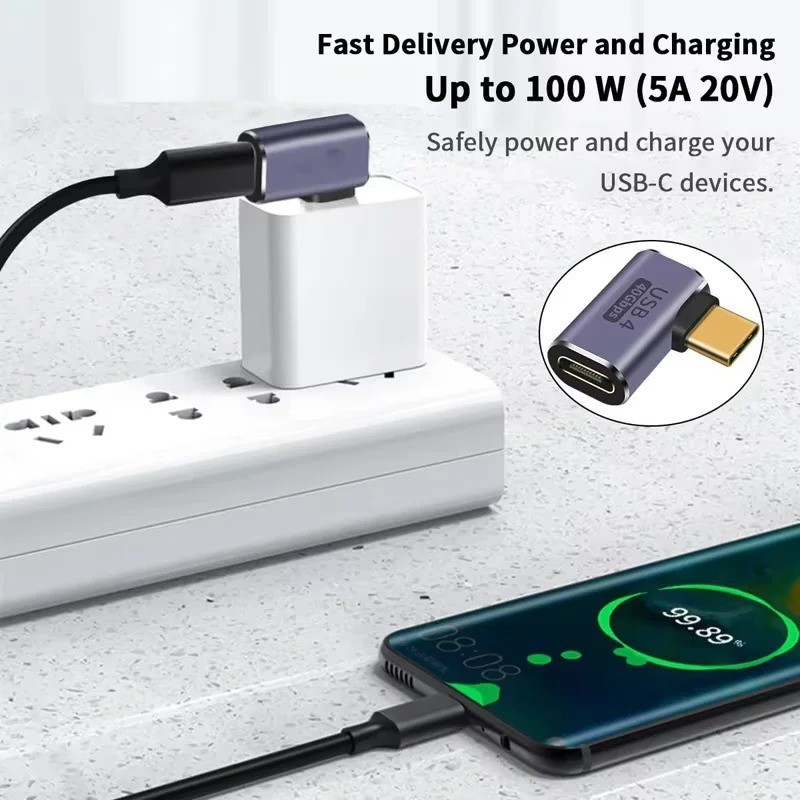 USB C 90 Degree Adapter, Right Angle L Shape USB Type C Male to Female