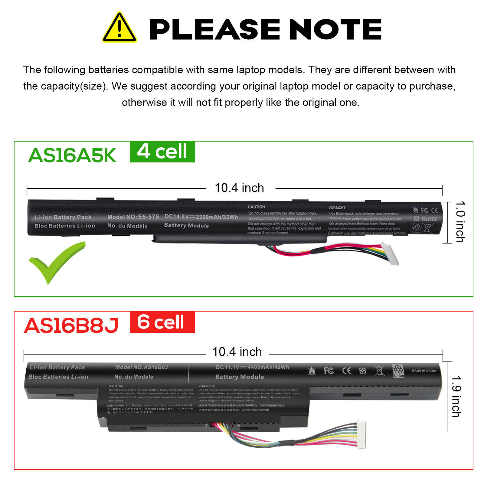 AS16A5K AS16A7K AS16A8K Battery for Acer Aspire E15 E5-475G E5-575G E5-774G-78N