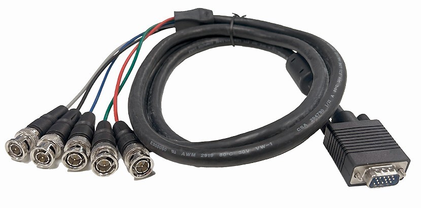 Premium D-sub 15-pin VGA To 5 BNC RGBHV Adapter Cable
