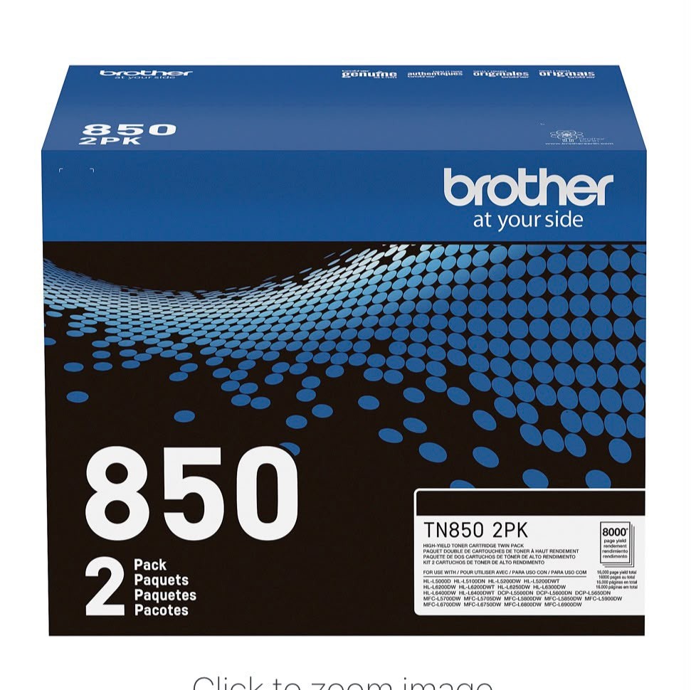 Brother TN850 Black Toner High Yield Cartridge 2 Pack – New
