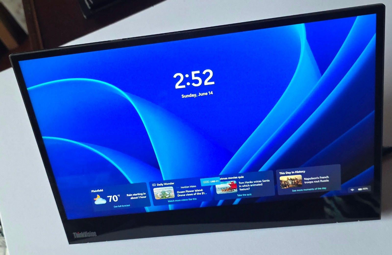 Original Black Lenovo ThinkVision M14t USB-C LED DISPLAY MONITOR ONLY -A20140FX0