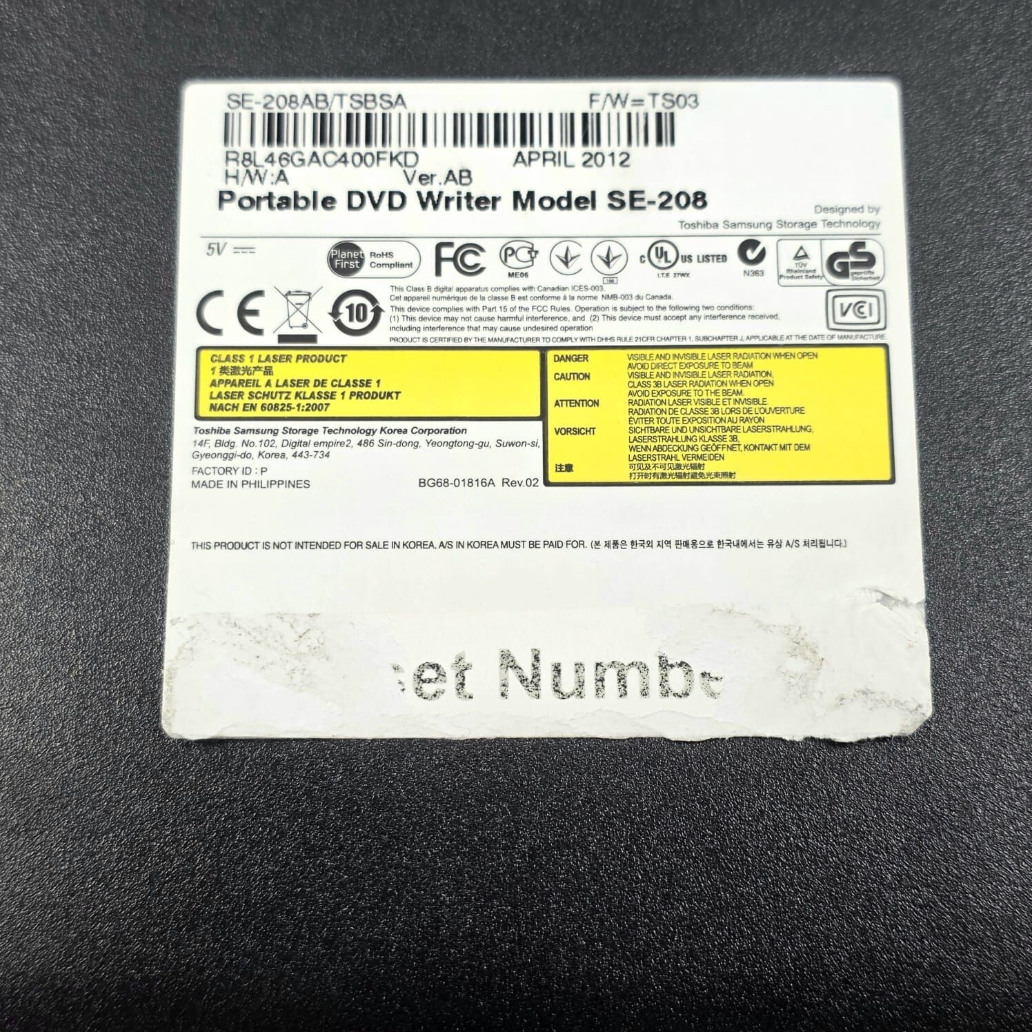 Samsung SE-208AB/TSBSA Portable DVD Writer Black