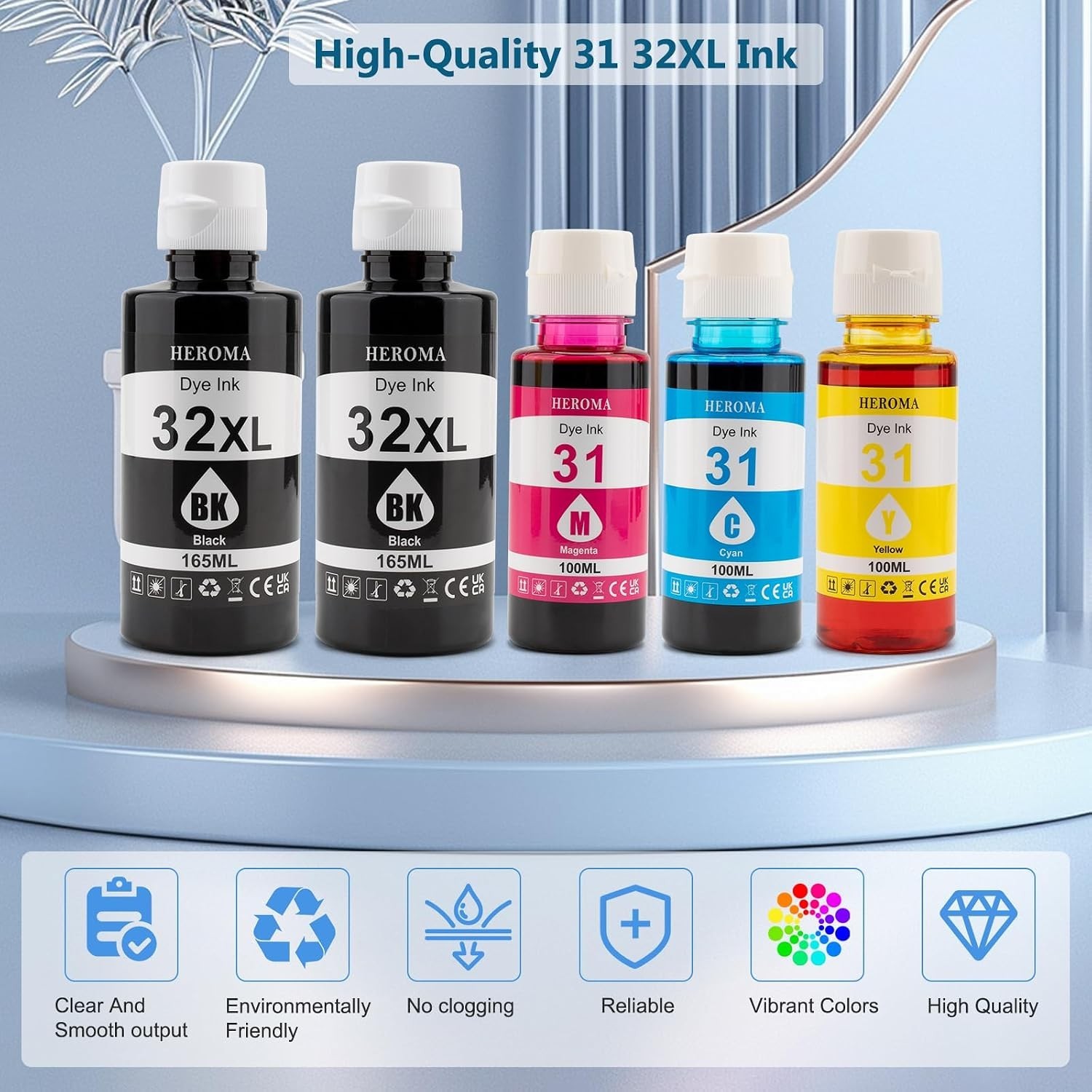 Compatible HP 31 32XL Ink Bottle Set Refill for HP Smart Tank 651 5100 5101 5