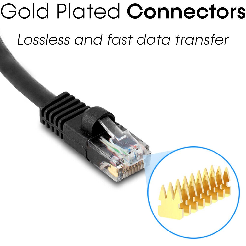 5 PACK Cat5e Cable Black Cat 5 Patch Cord Ethernet RJ45 Connectors LAN Wire