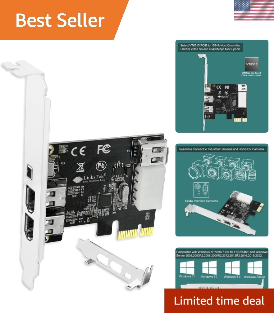 PCIE-1394A 4-Port FireWire Card for Fast 400Mbps Data Transfer & Legacy Devices