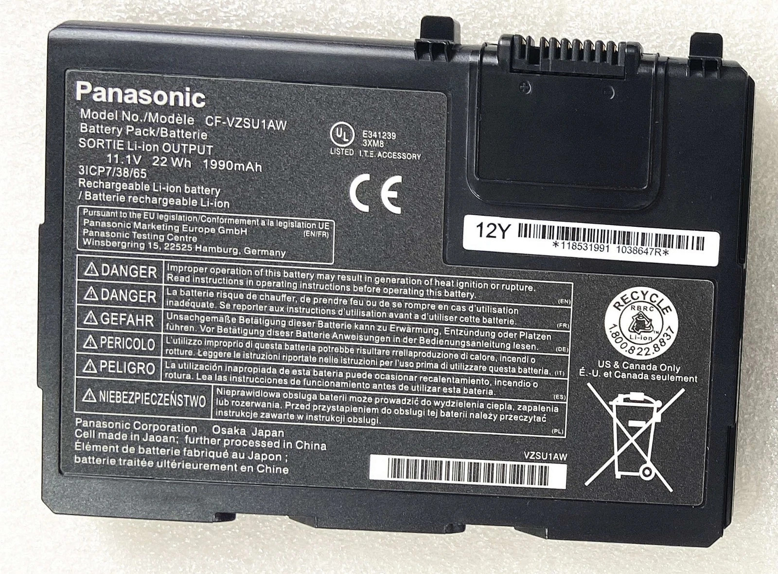 NEW OEM 1990mAh CF-33 CF-VZSU1AW Battery for Panasonic Toughbook CF-33 Unused US