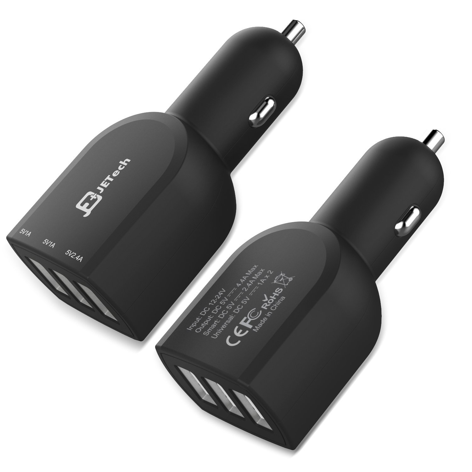 JETech Car Charger with 3-Port USB 4.4A Rapid Cigarette Charger