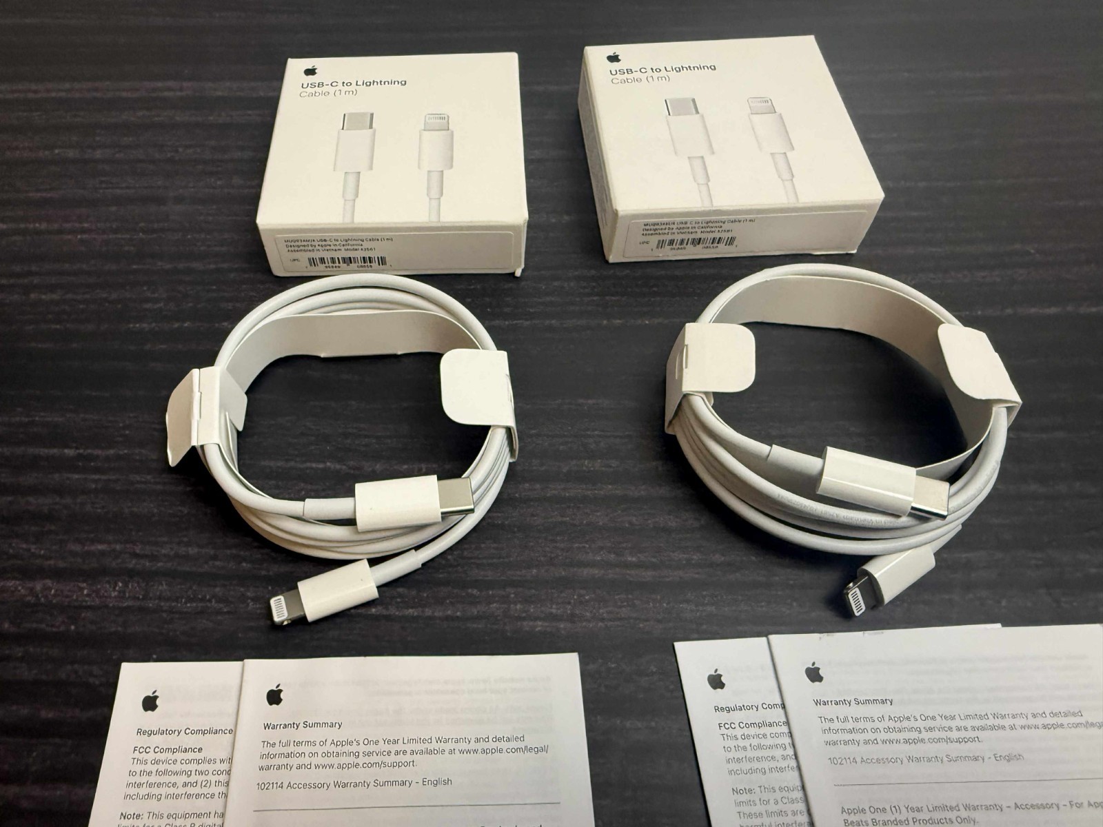2x GENUINE Apple USB-C to Lightning Charging Cables 1m LOT OF 2 A2561 MM0A3AM/A