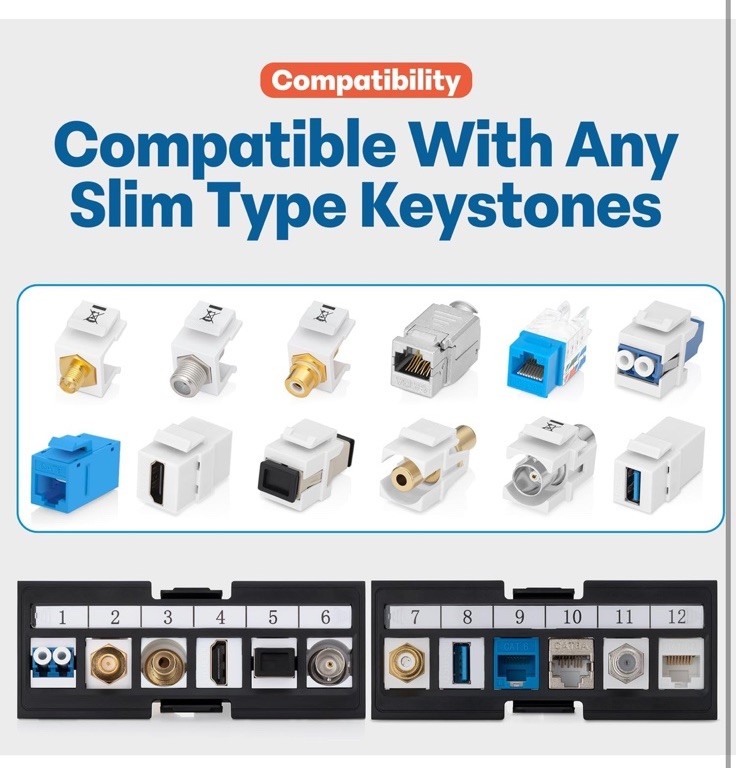 48 Port Keystone Patch Panel 1-Pack – Use with Slim Profile Keystones ONLY Wi…