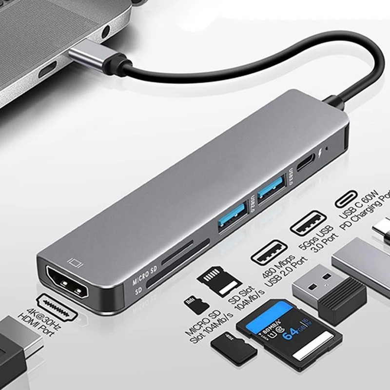 USB C Hub 5 in 1 4K HDMI PD Fast Charge USB 3.0 Dock for MacBook Samsung