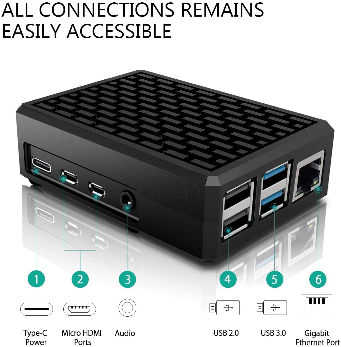Raspberry Pi 4 Case, Aluminiun Raspberry Pi Case Passive Cooling with Heatsin…