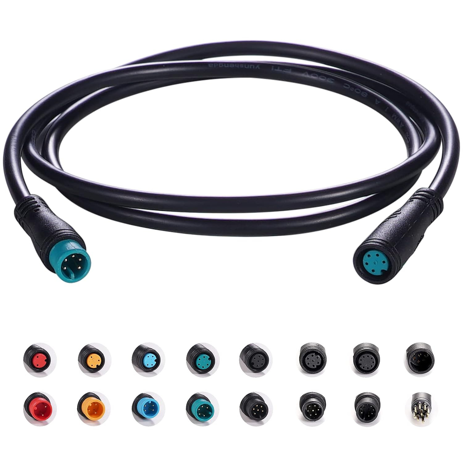 Ebike Extension Cable Waterproof Plug 2/3/4/5/6/8/9 Pin Female to Male Connector