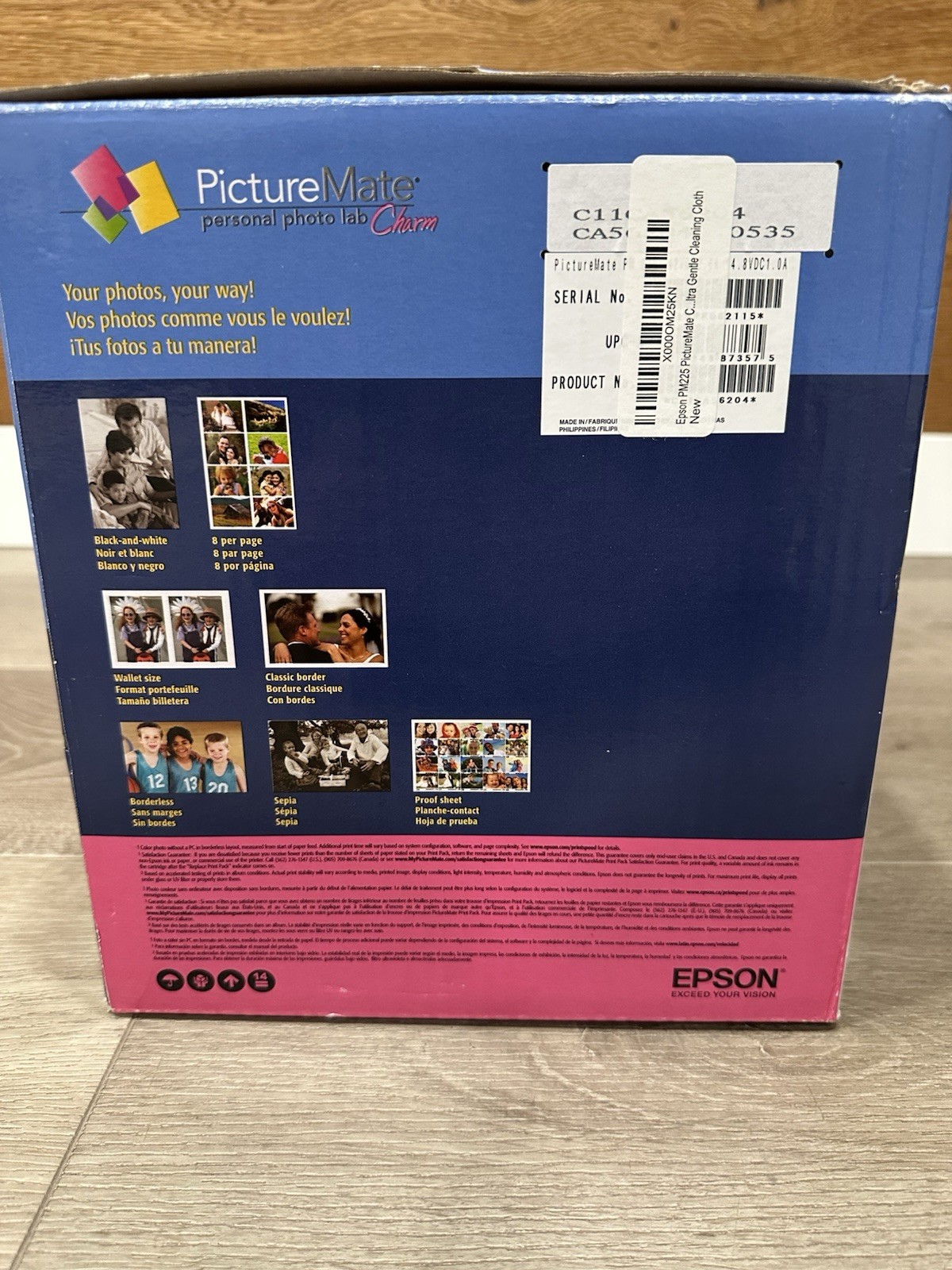 Epson PictureMate Charm PM225 Compact Photo Printer New Open Box Complete
