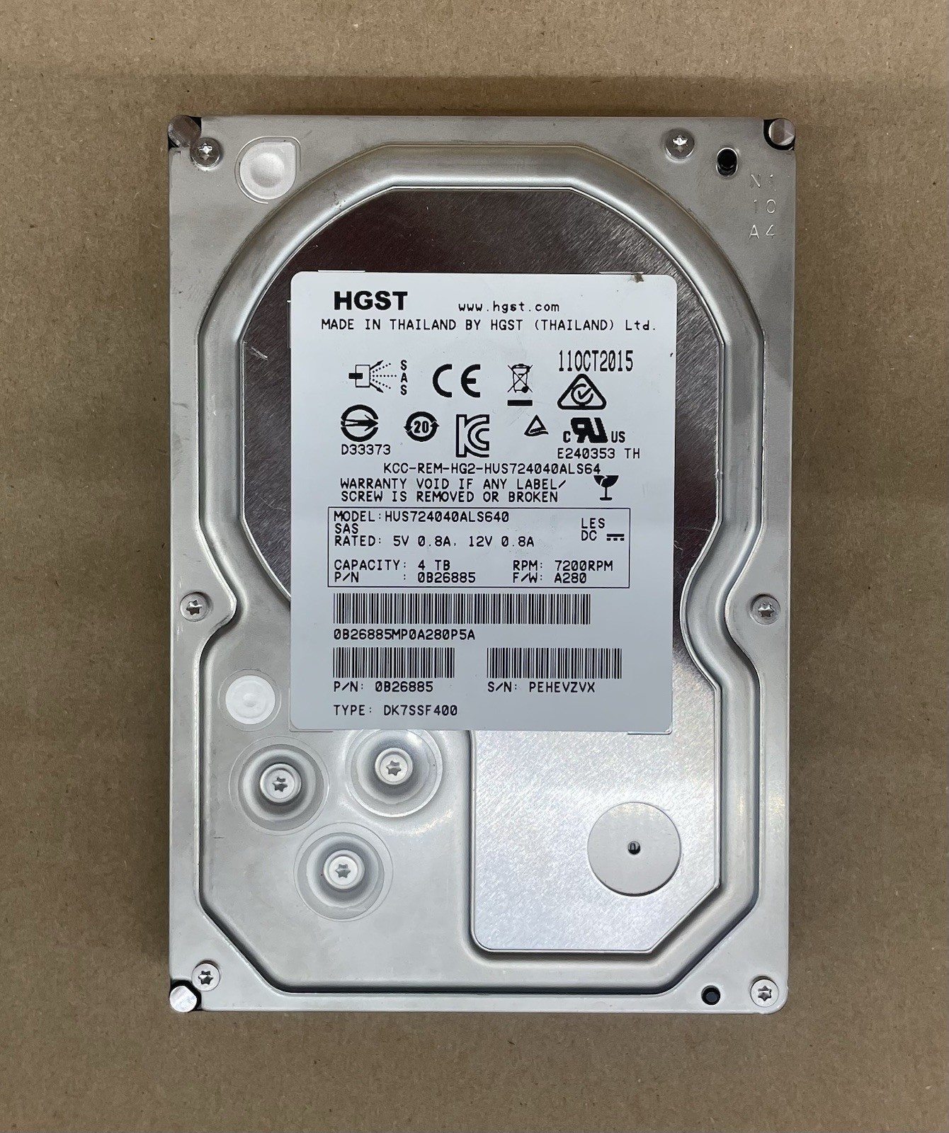 HGST 4TB SAS Hard Drive 3.5″ 7200RPM Internal HDD HUS724040ALS640