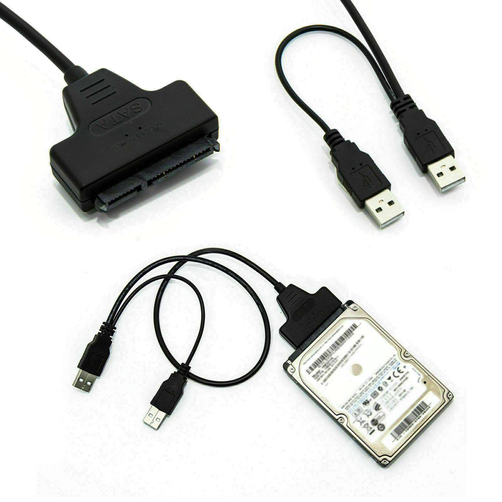 USB 2.0 to 2.5inch HDD 7+15pin SATA Hard Drive Cable Adapter For SATA SSD & HDD
