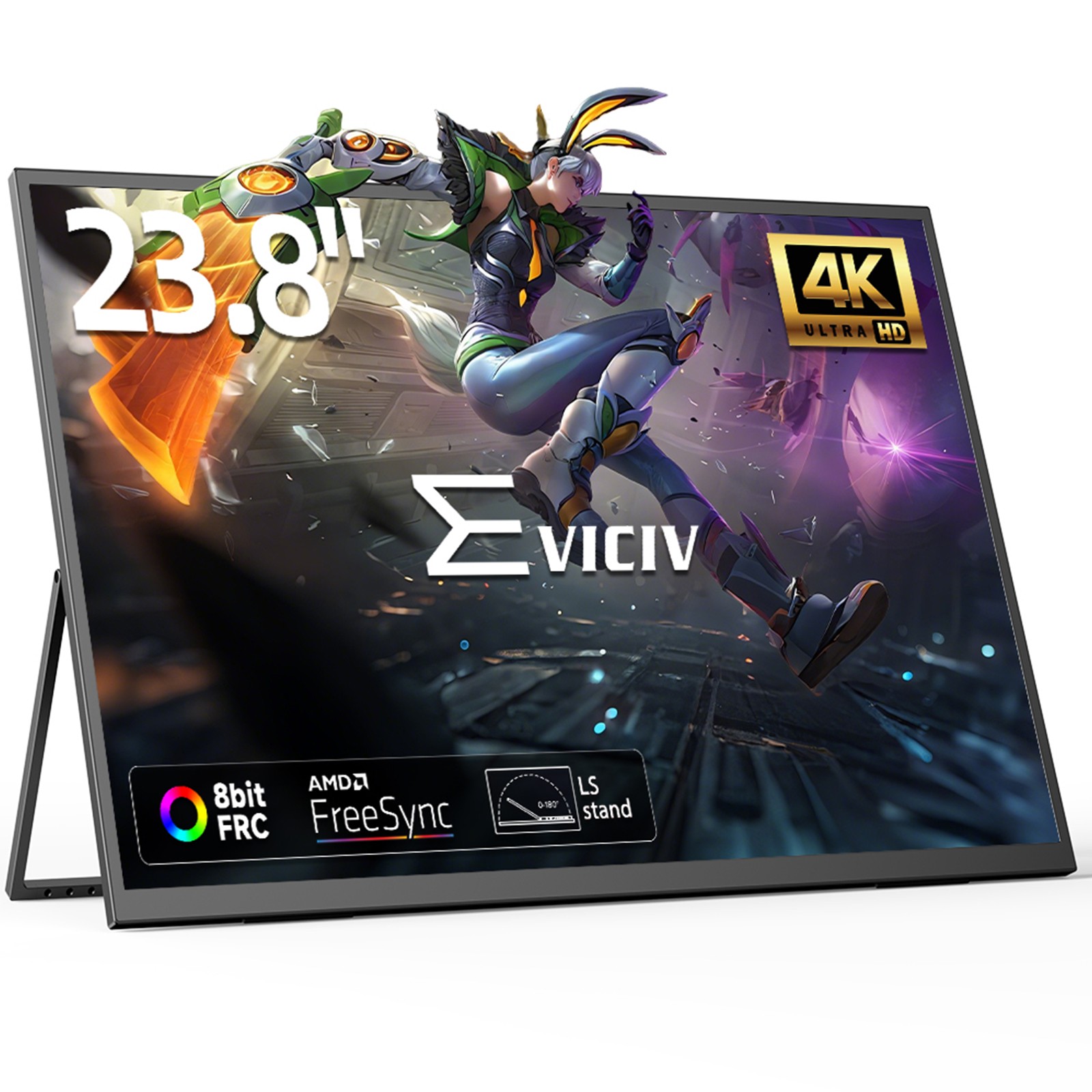 23.8″ 4K Portable Monitor VESA Mountable Freestanding Screen For Video Editing