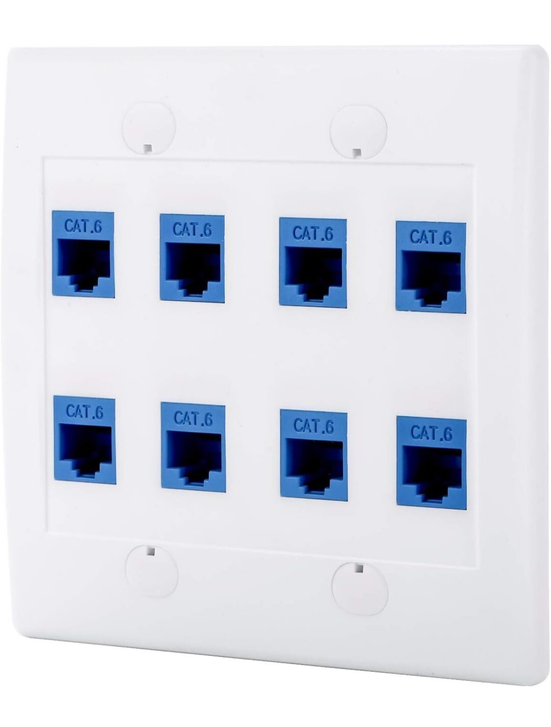 – Cat6 Keystone Ethernet Wall Plate Female to Female – White 8 Port