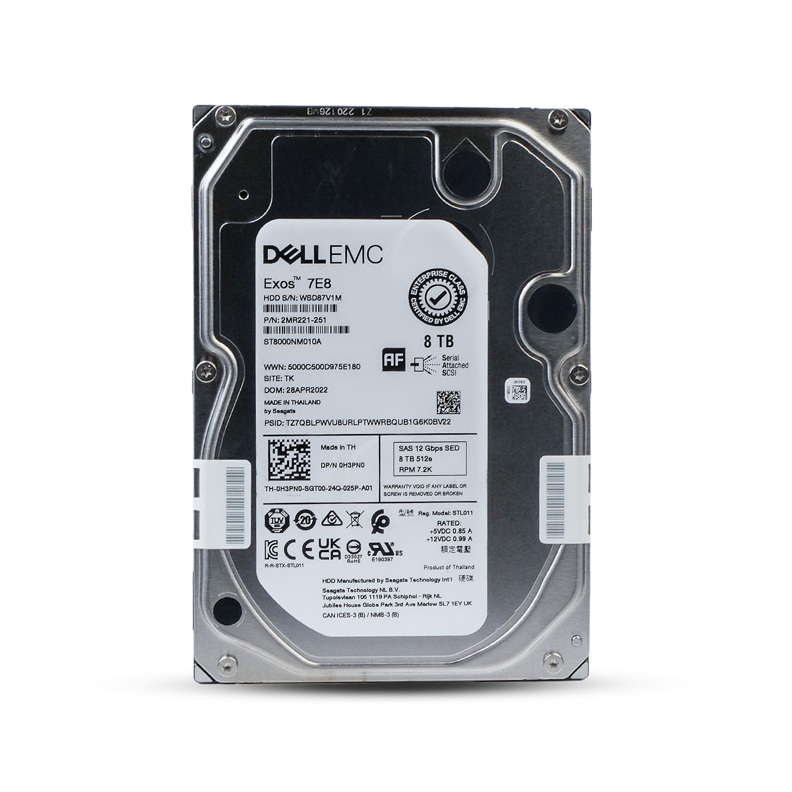 Dell/Seagate Exos 7E8 8TB ST8000NM010A 7.2K RPM SAS 12Gb/s 512e 3.5″ HDD