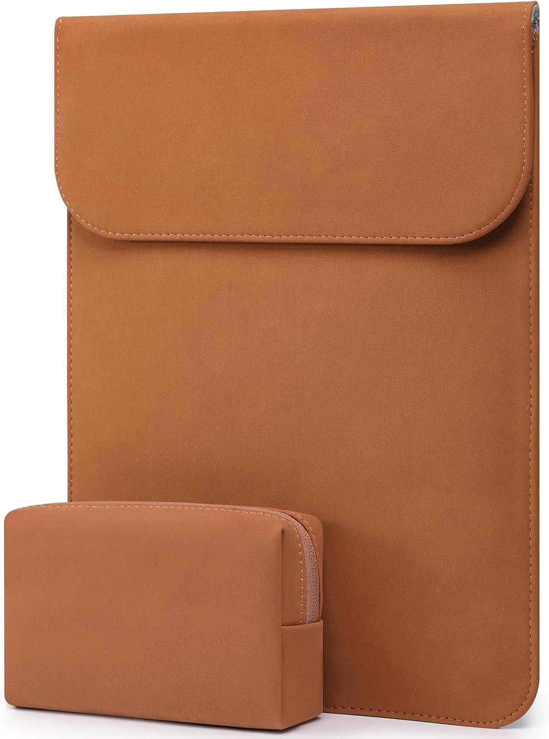 Sleeve for 13.3-14 Inch Laptop, Faux Suede Leather, Brown Color