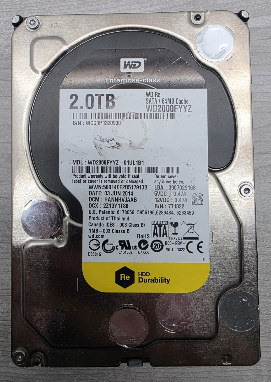 Western Digital WD2000FYYZ WD RE 2TB 3.5″ SATA III Enterprise Hard Drive