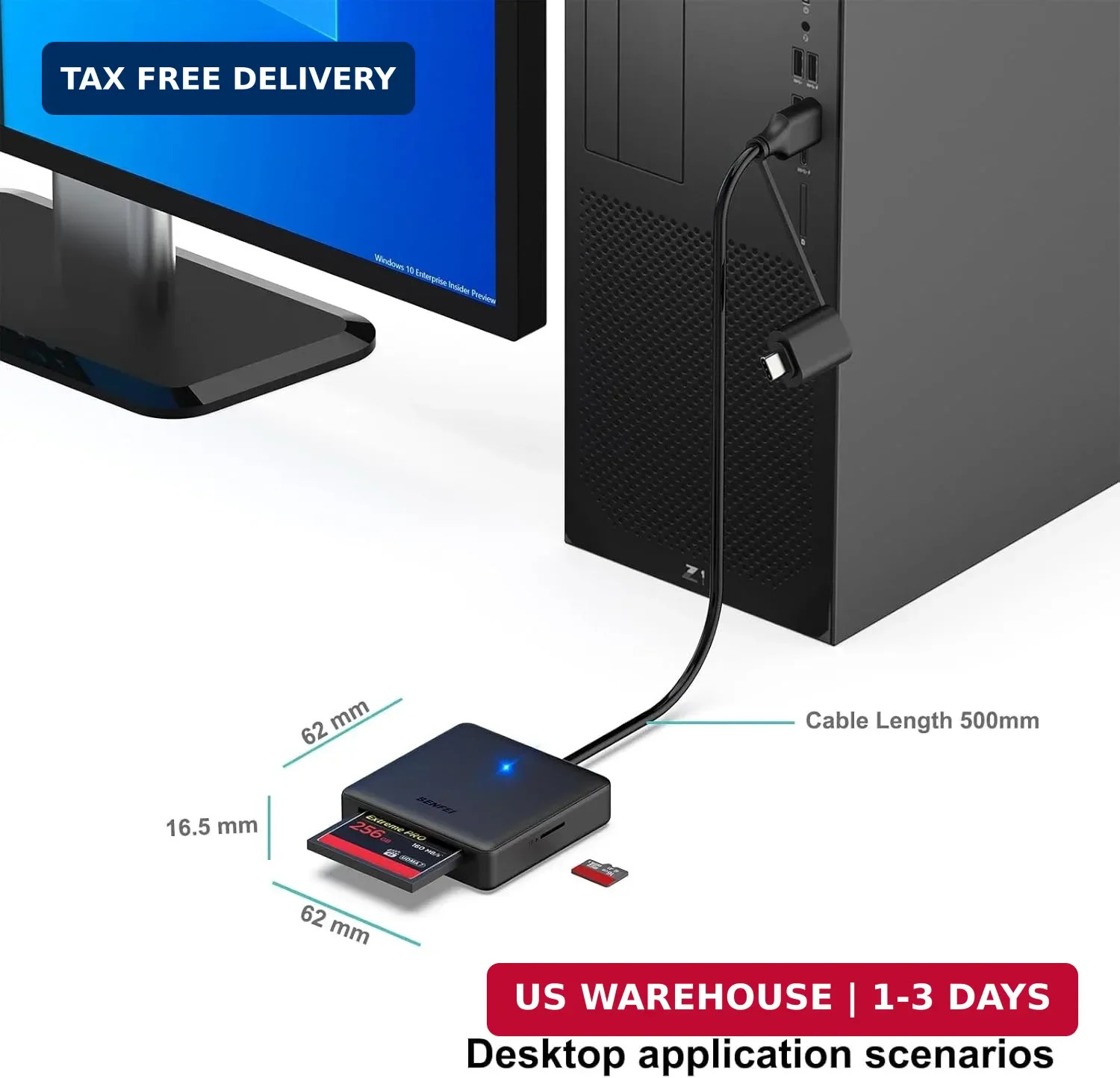 4-in-1 USB C & USB 3.0 SD/TF/CF/MS Card Reader for iPhone 15 MacBook Pro Air