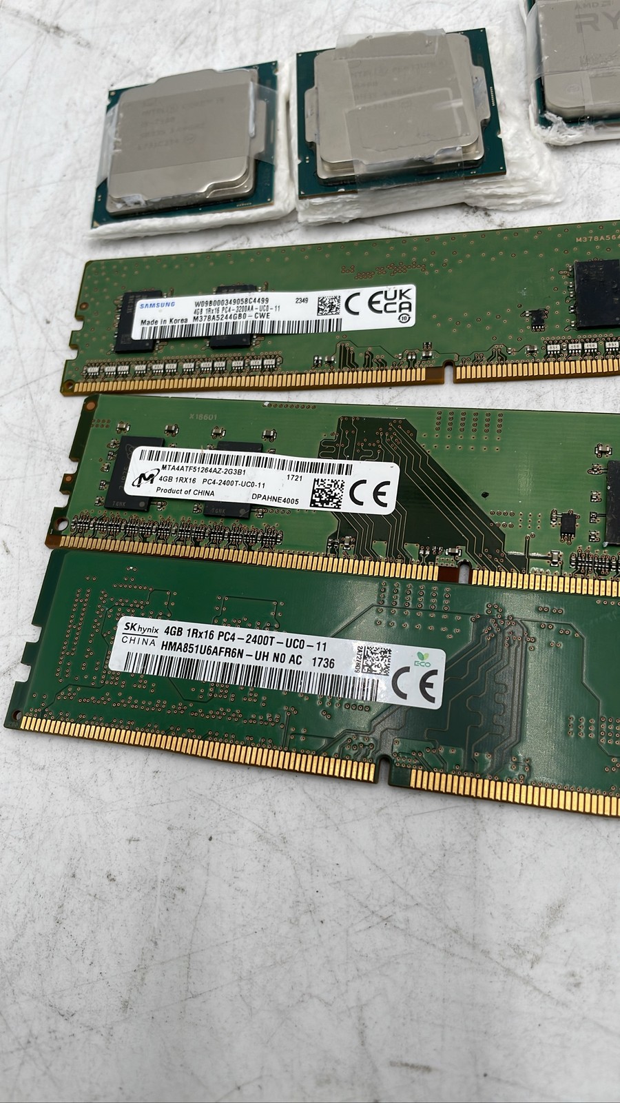 PC Parts Ryzen 5 3600 Intel i5-7500 G6400 CPU DDR3 DDR4 RAM Mixed Lot Of 12