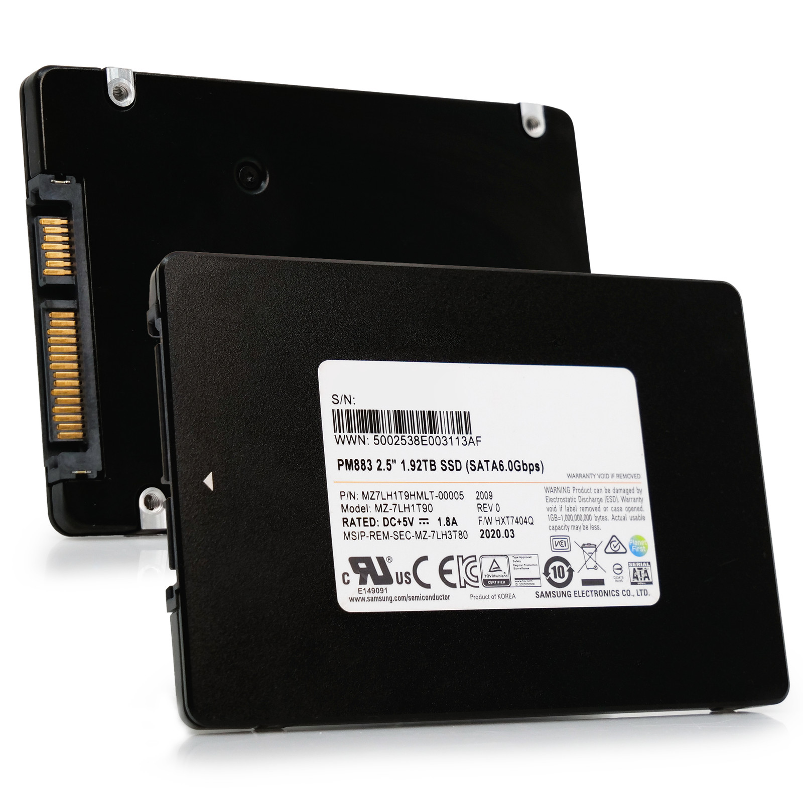 Samsung PM883 1.92TB MZ7LH1T9HMLT SATA 6GB/s 1.3 DWPD 3D TLC 2.5″ Enterprise SSD