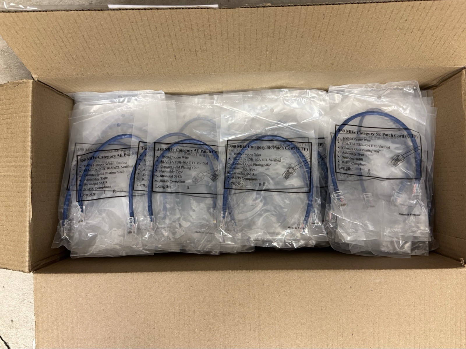 Lot Of 85 – 1′ FT CAT5e PATCH CORD ETHERNET NETWORK CABLE BLUE