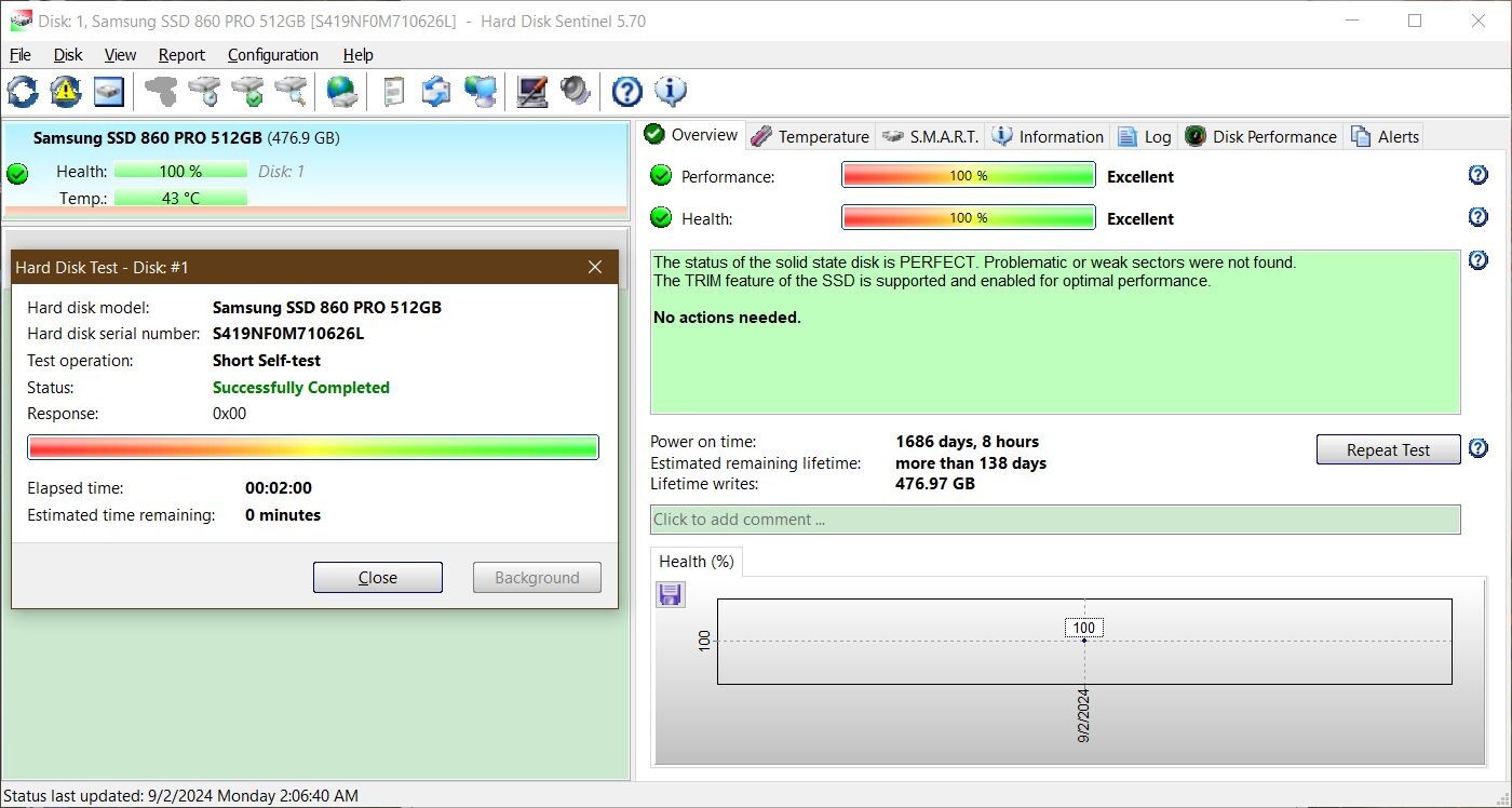 *Low Writes* Samsung 860 Pro 512GB 3D V-NAND SSD (MZ-76P512) 6Gb/s 2.5″ 7mm