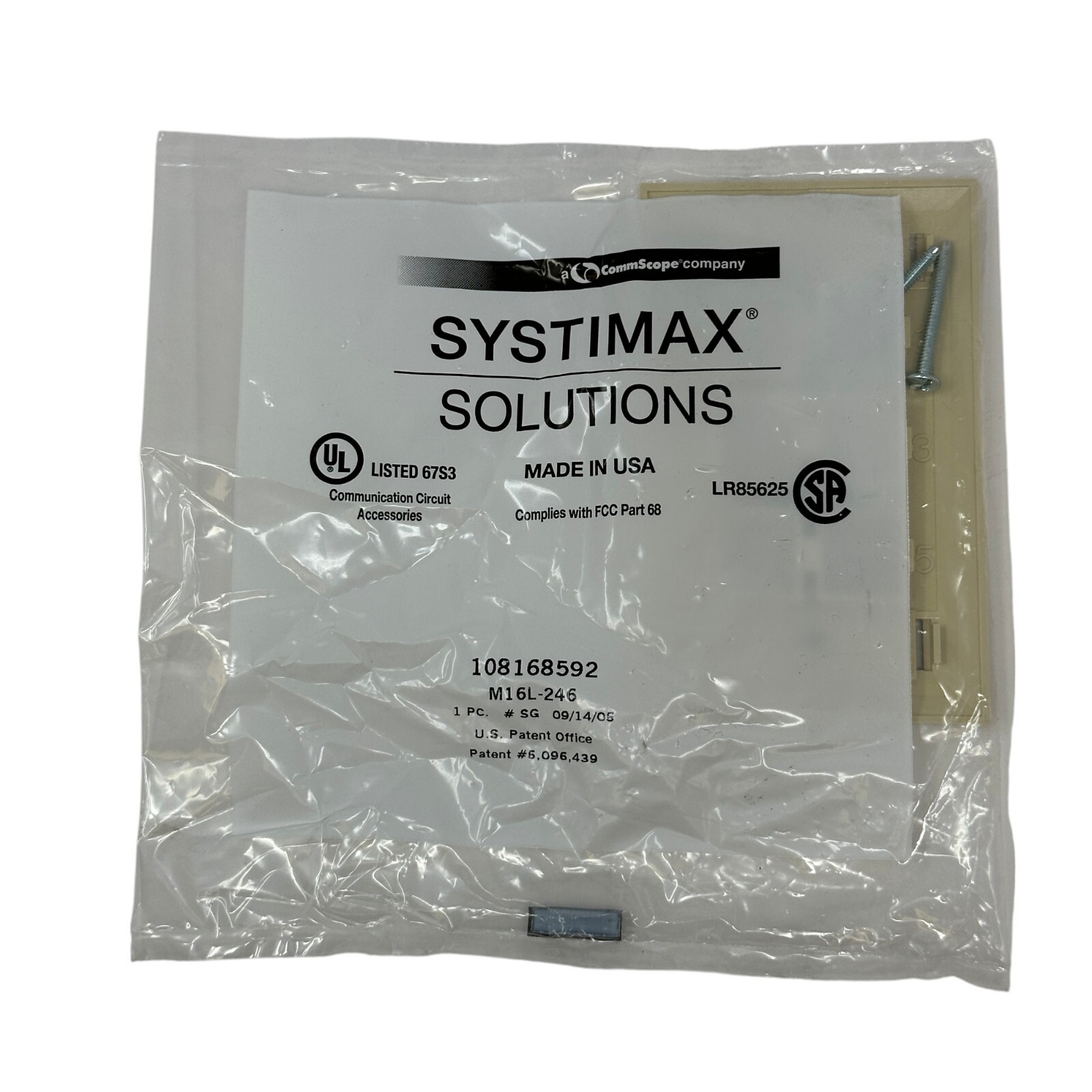 Commscope M16L-246 Type L Flush Mounted Faceplate Kit 6 Port 108168592 Ivory