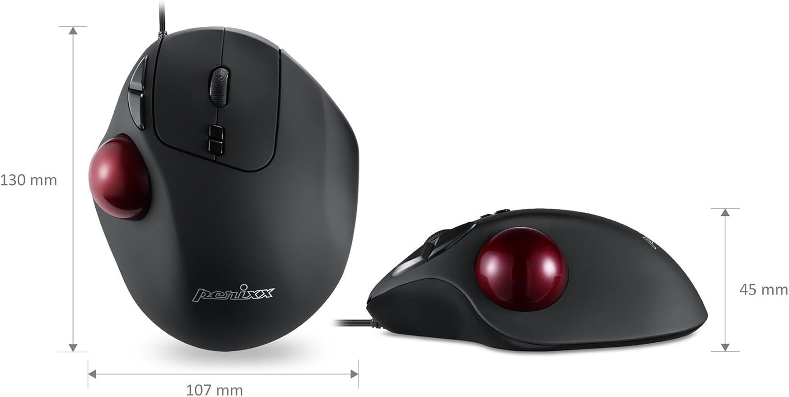 Perimice-517 Wired Trackball USB Mouse, 7 Button Design, Build-In 1.34 Inch Trac