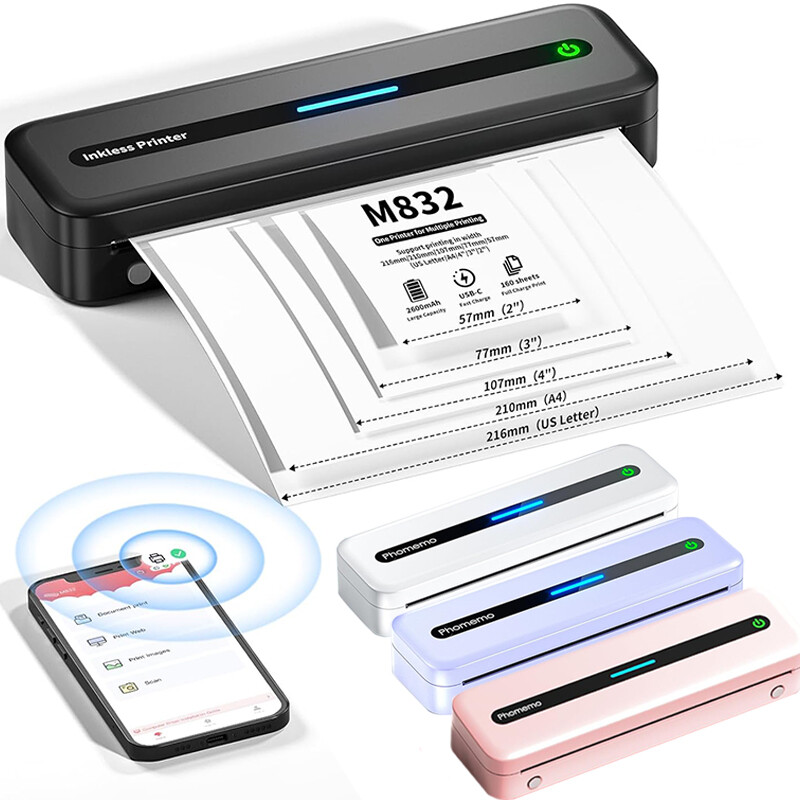 Phomemo Printer M832 Inkless Bluetooth Thermal Printer Support A4 & US Letter
