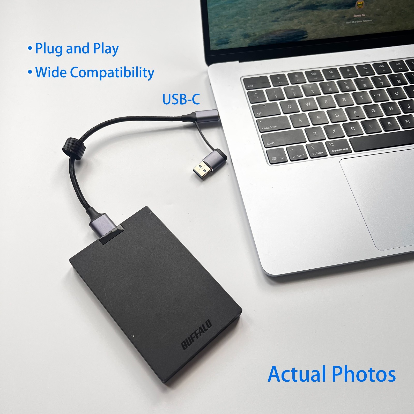 2-in-1 USB 3.0 to Micro B Cable for HDD SSD, USB C & A, Fast & Stable